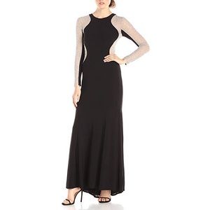 Xscape long sleeve beaded gown, size 4